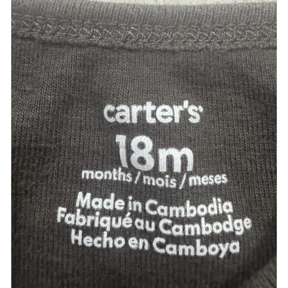 Carters Baby Boy Bodysuit 18 Months Charcoal Gray Short Sleeve Cotton One Piece